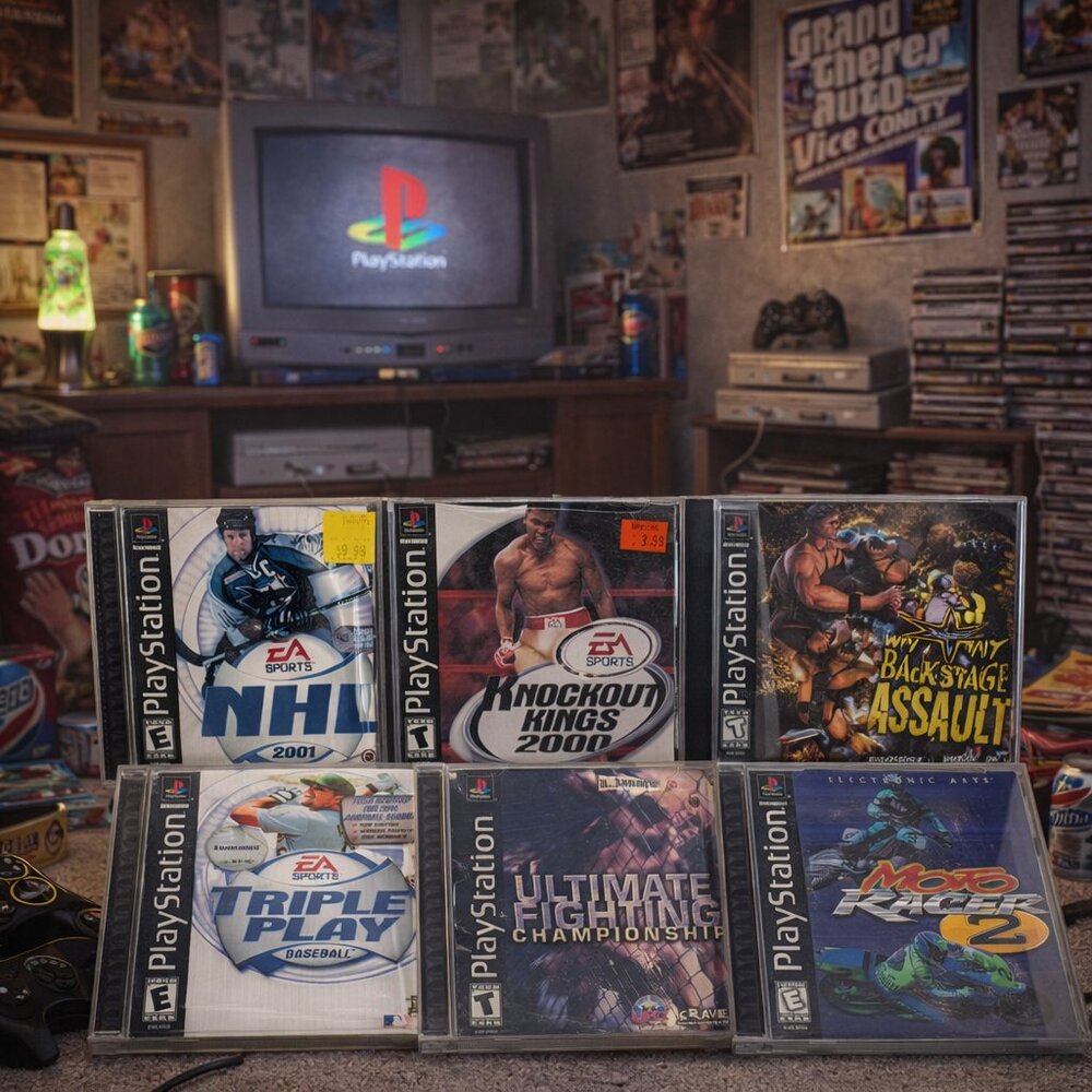 PS1 Sports & Combat Bundle – 6 Complete Games | NHL, UFC, WCW and more